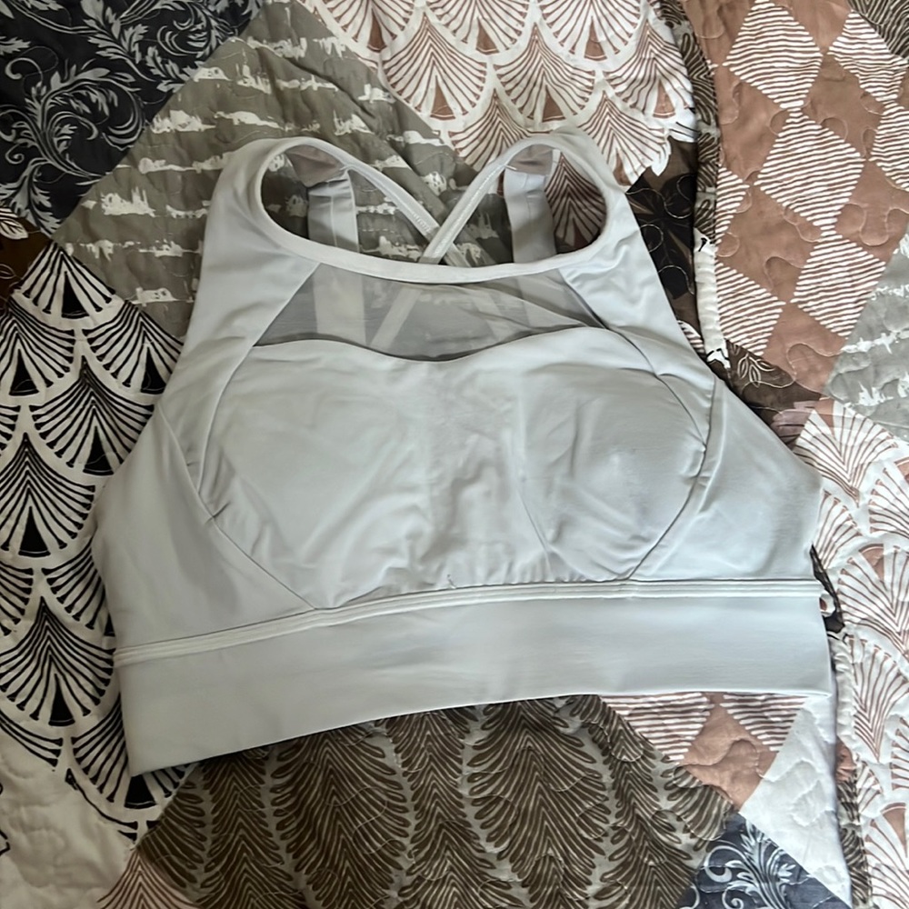 Lululemon White High Impact High Neck Sports Bra